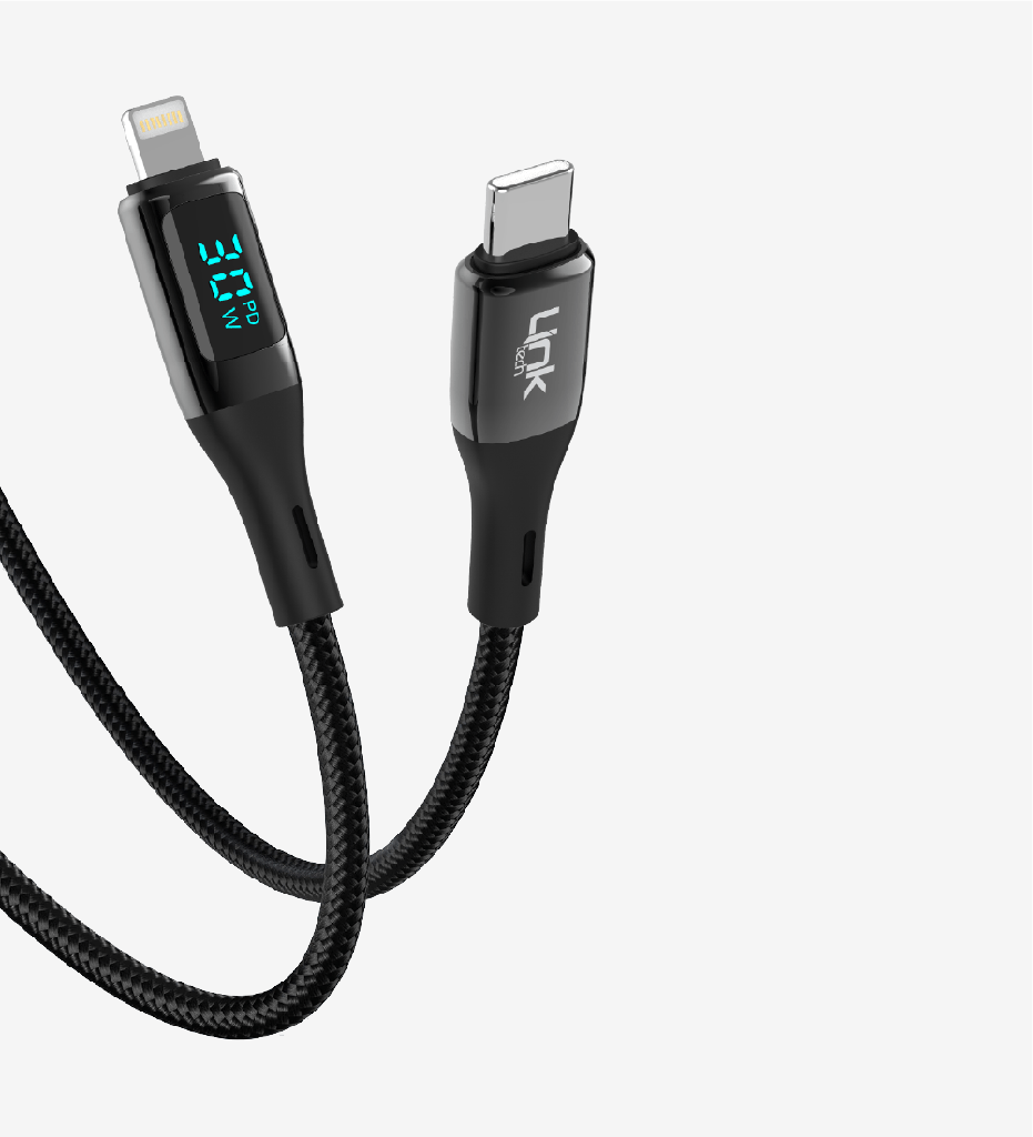 K683 PD 30W Zinc Head Type-C Lightning Charging Cable with Digital Display