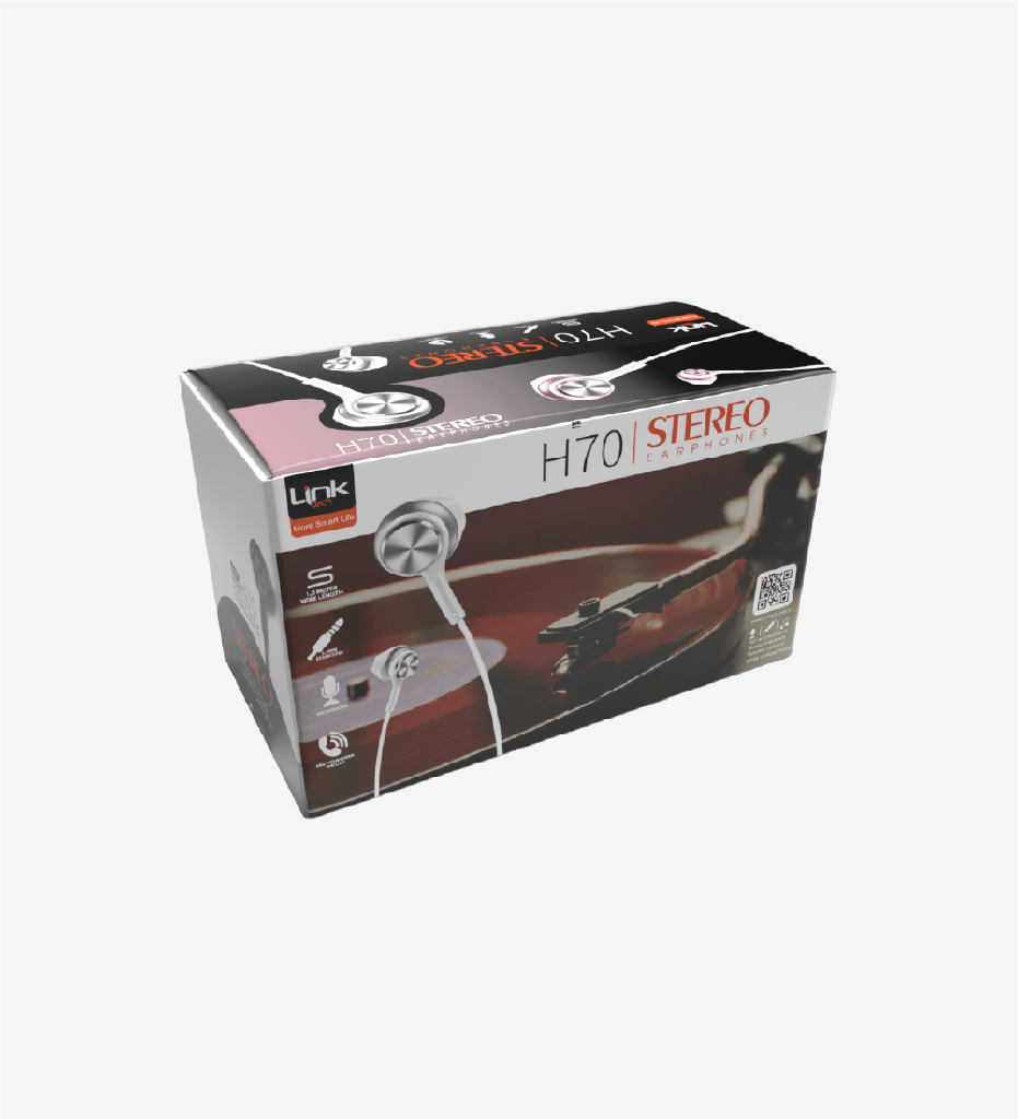 H70 with Microphone High Bass in-Ear Cable Earphone Package