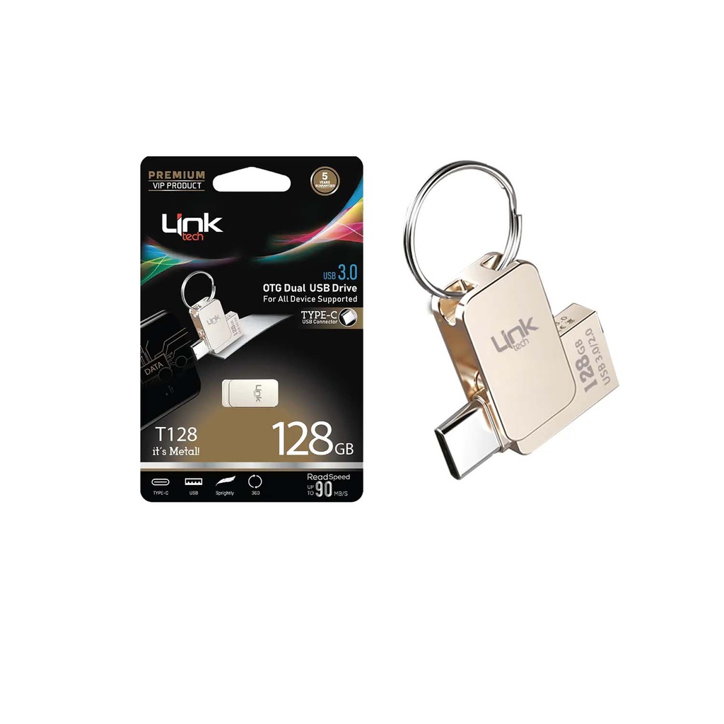 T128 Premium Dual 90MB/s 128GB Type-C OTG Flash