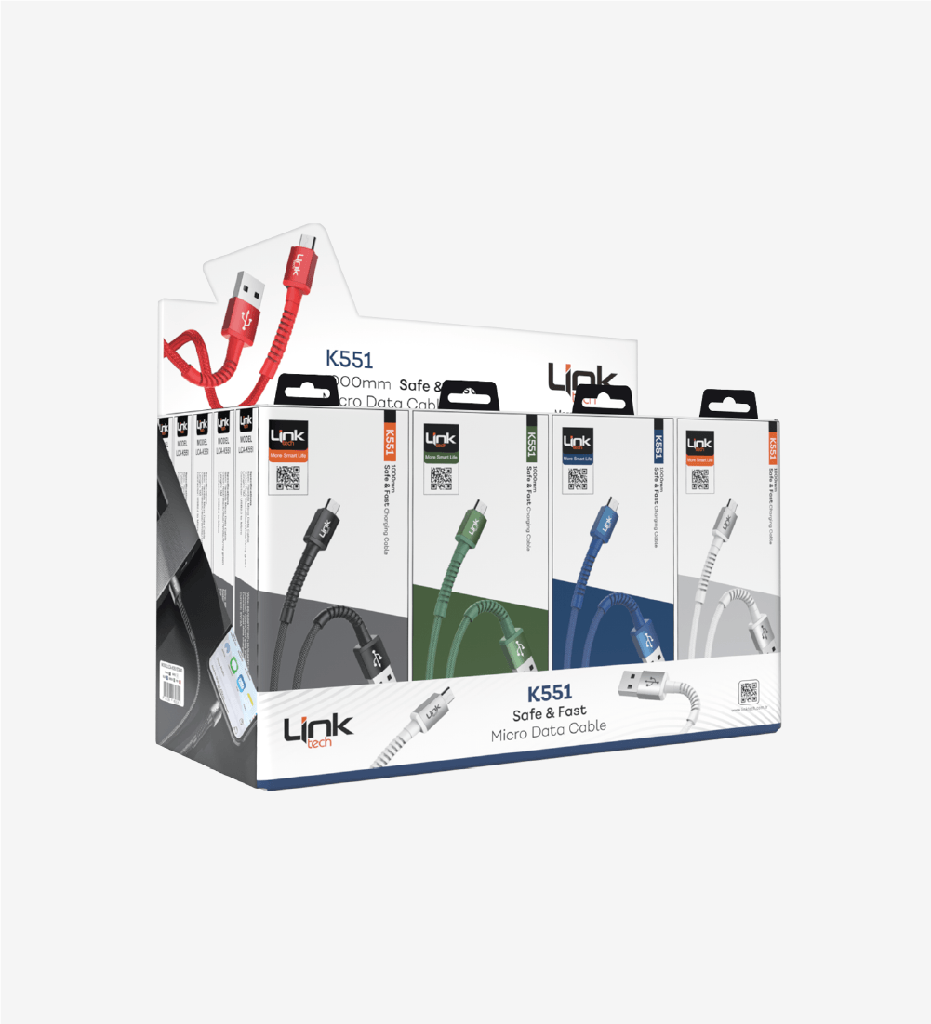 K551 Safe 2.4A Örgülü Metal Başlı Mikro USB Şarj Kablosu 20'li Paket