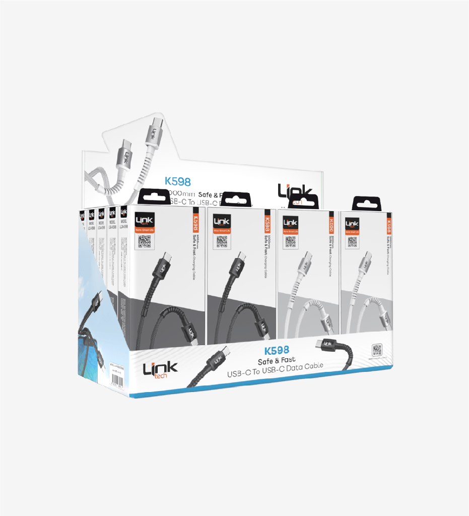 K598 Safe 3A 60W PD Braided Type-C Type-C Charging Cable with Metal Head Package