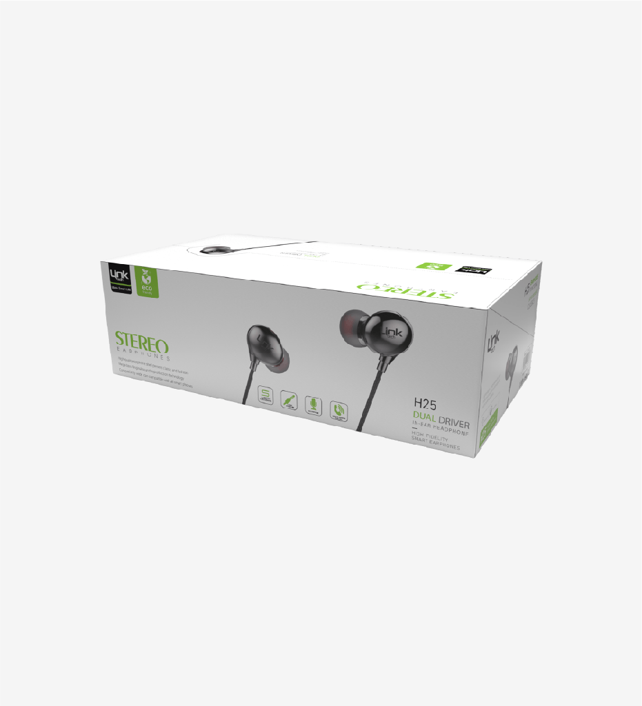 H25 Metal with Microphone Silicone Cable Earphone Package (40 Pieces)