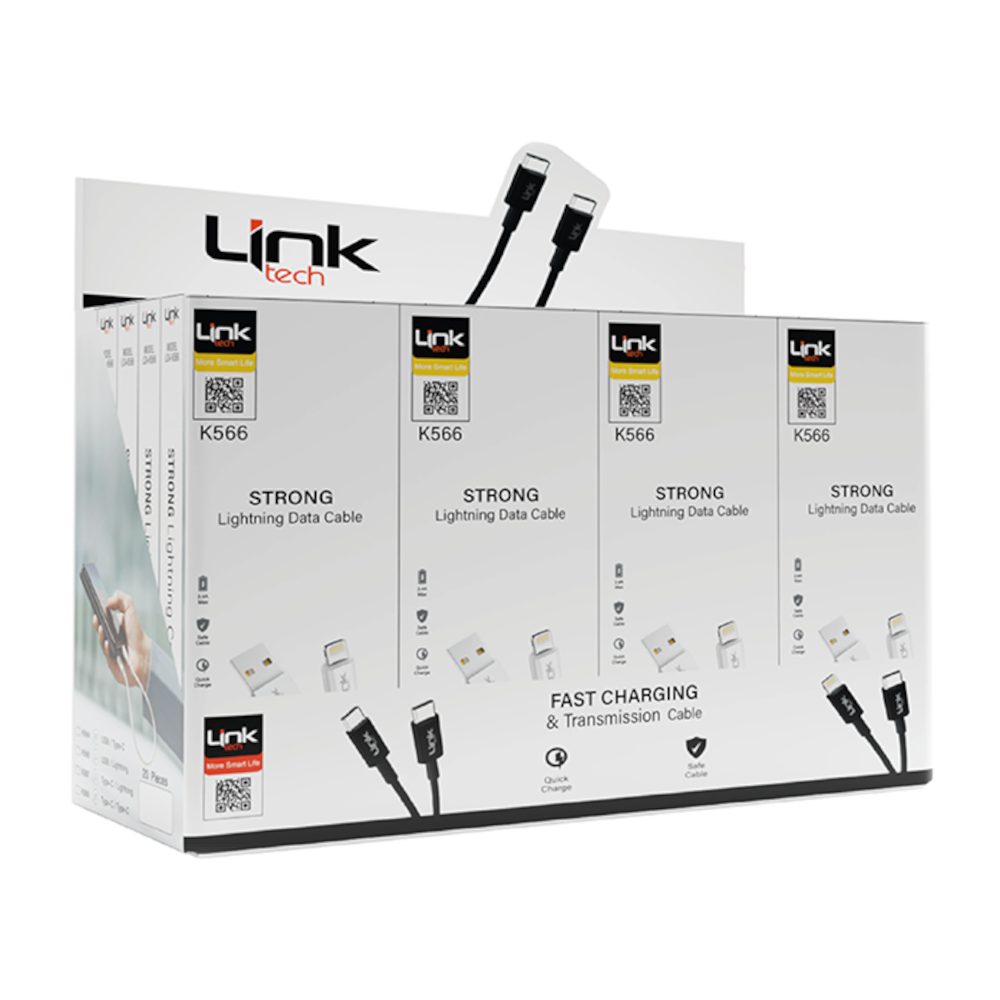 K566 Strong 30cm 2.4A Lightning iPhone Power Bank Charger Cable 20 Pack
