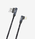 K593 Gaming 1500mm 3A Braided USB Lightning Charging Cable with 90° Degrees Metallic Head 