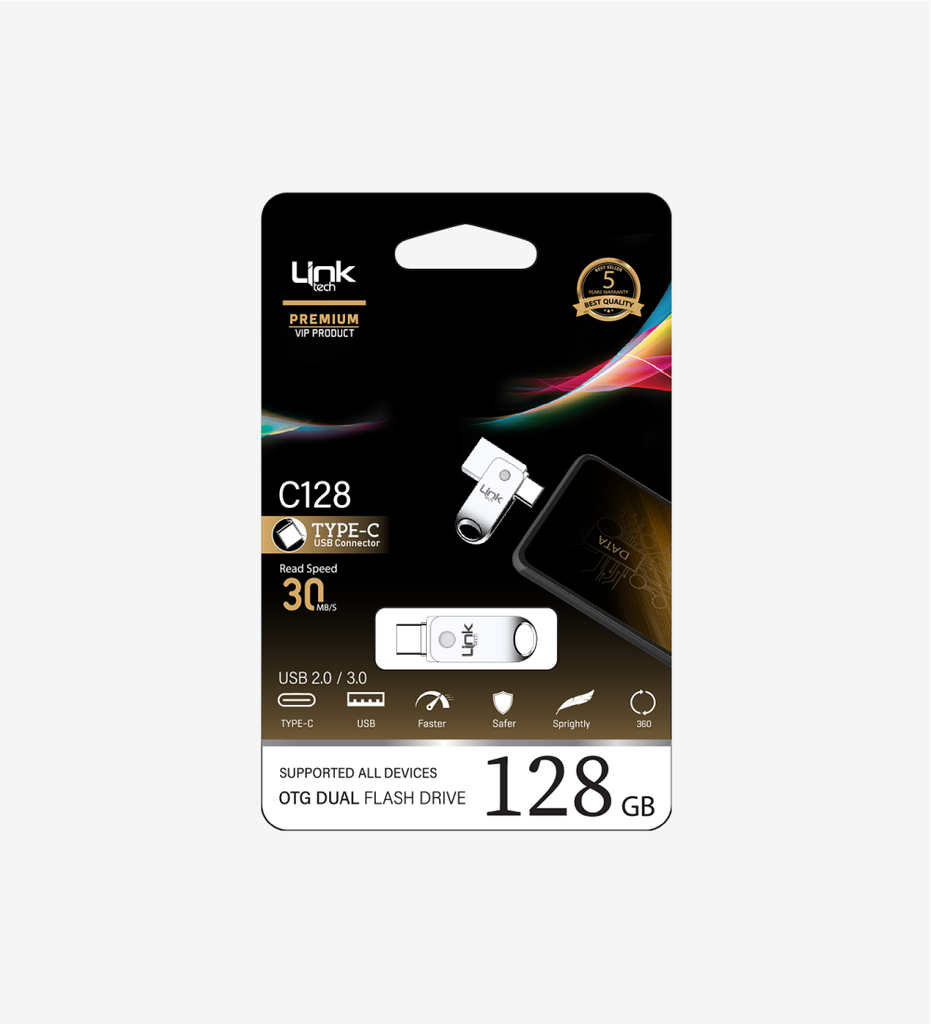 C128 Premium Dual 30mb/s 128GB Type-C USB OTG Flash