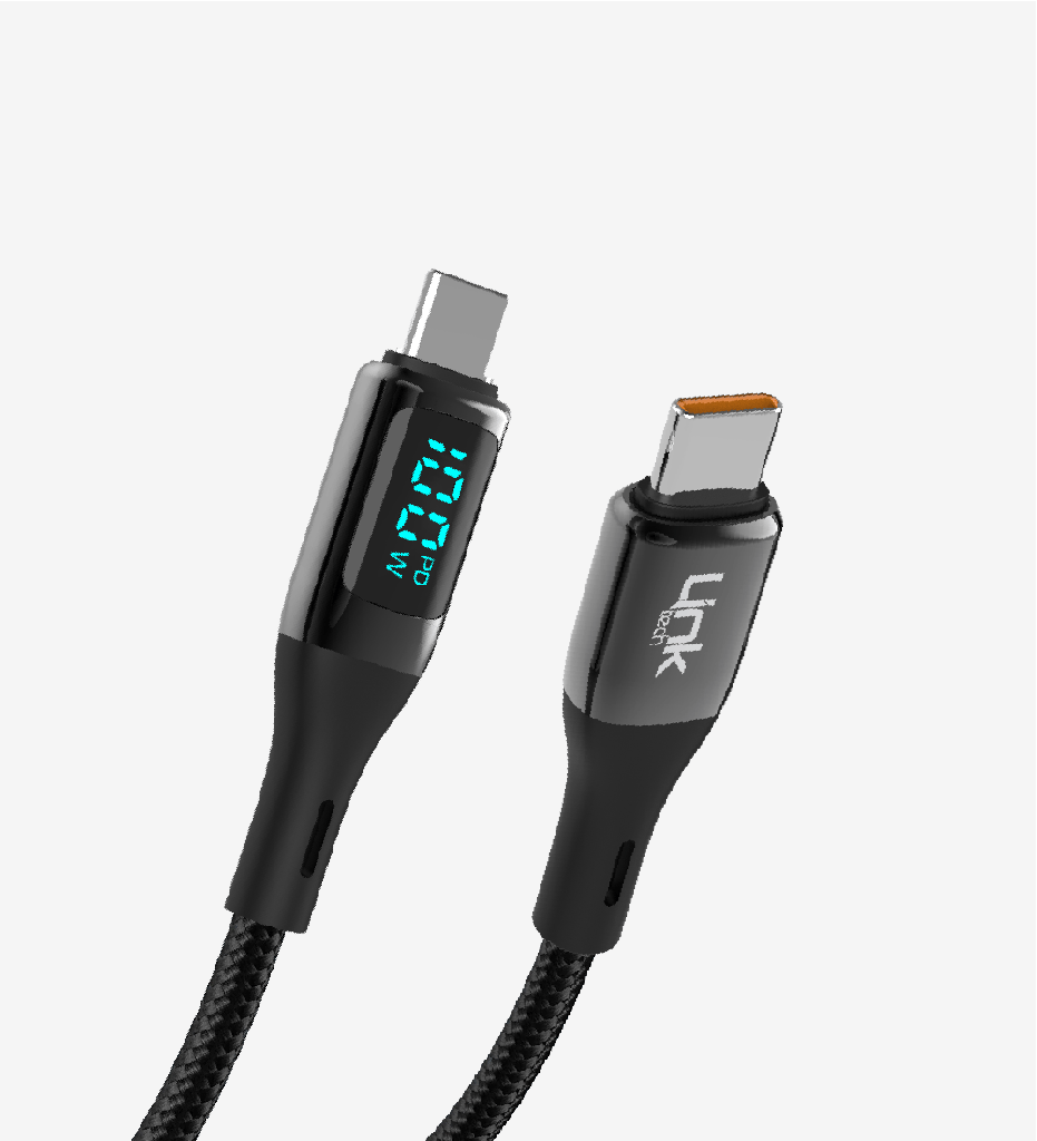 K680 PD 100W Type-C Type-C Zinc Head Data Cable with Digital Display