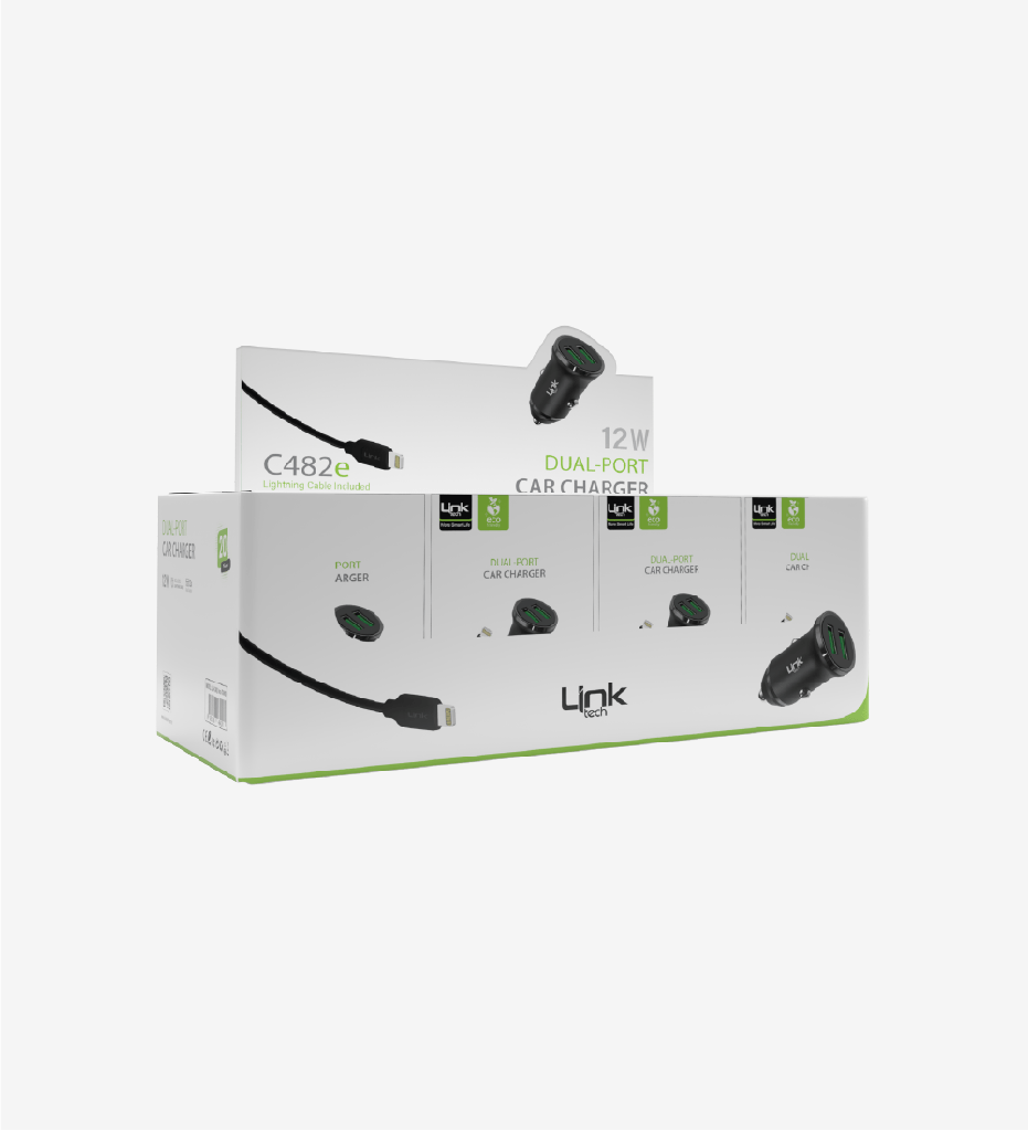 C482 ECO Friendly 12W Car Charger With Lightning Cable (20 Pieces)