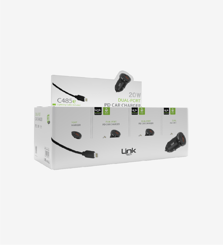 C485 ECO Friendly Dual PD 20W Car Charger With Lightning Cable (20 Pieces)