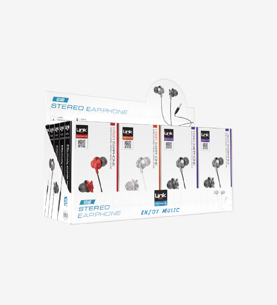 H340 in-ear Wired Earphones with Microphone Package