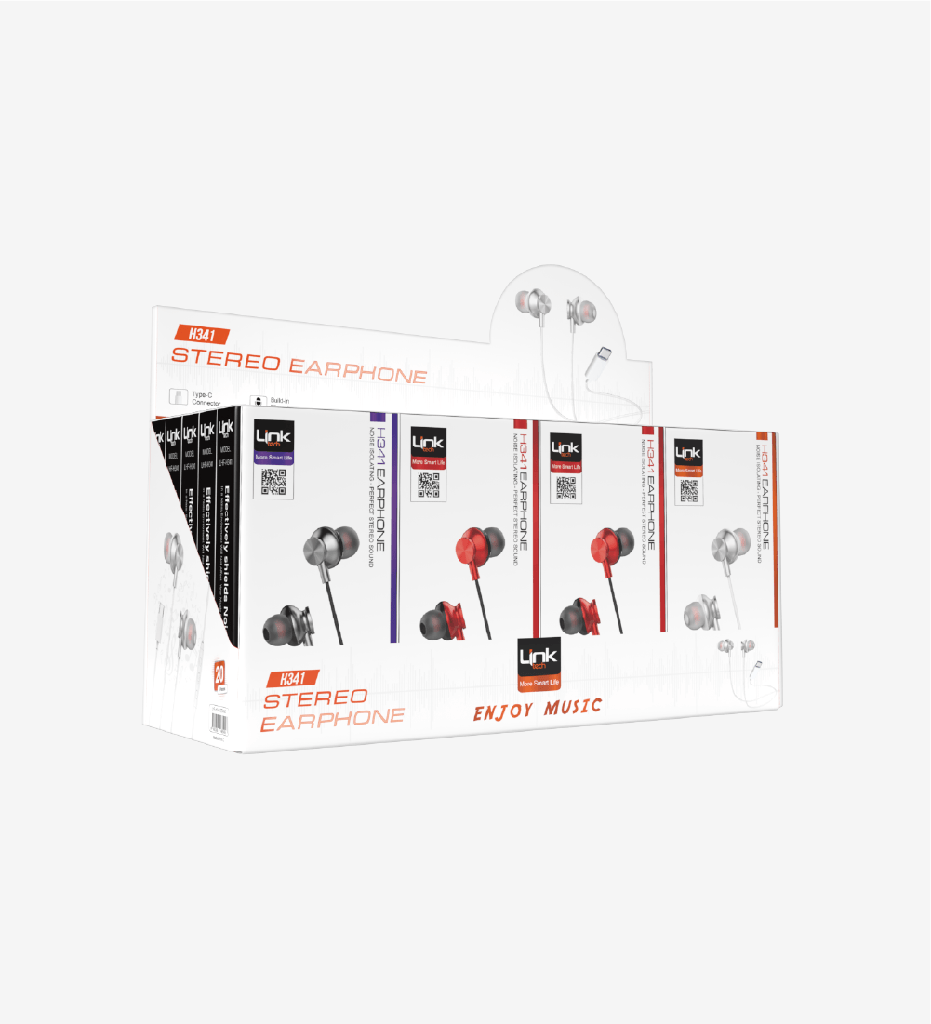 H341 Mikrofonlu Kulak İçi Tip-C Kablolu Kulaklık 20'li Paket