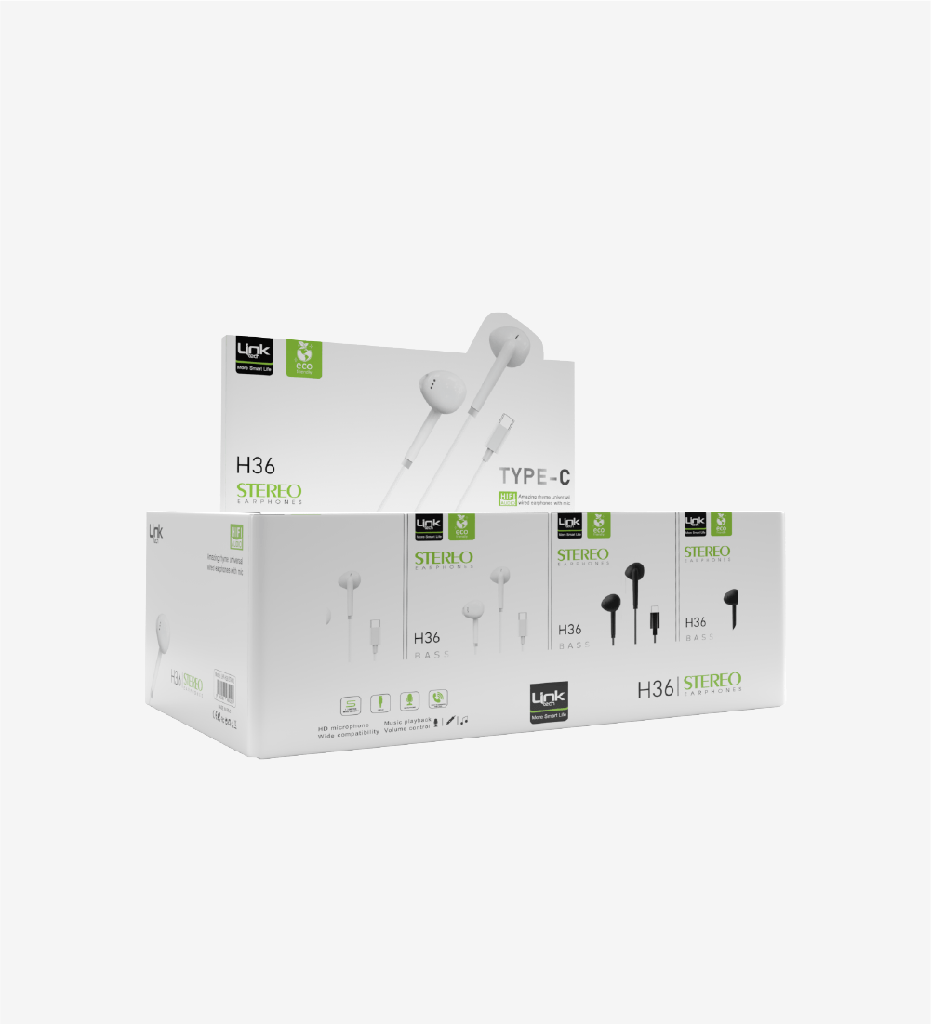 H36 Microphone in-Ear Type-C Cable Earphone Package