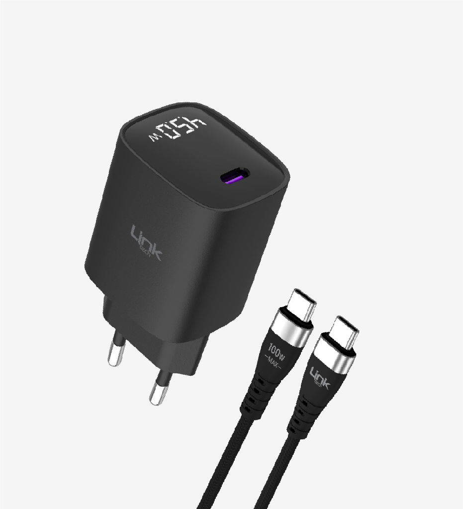 G850 Premium USB-C to USB-C Kablolu 45W Süper SI GaN Şarj Adaptörü