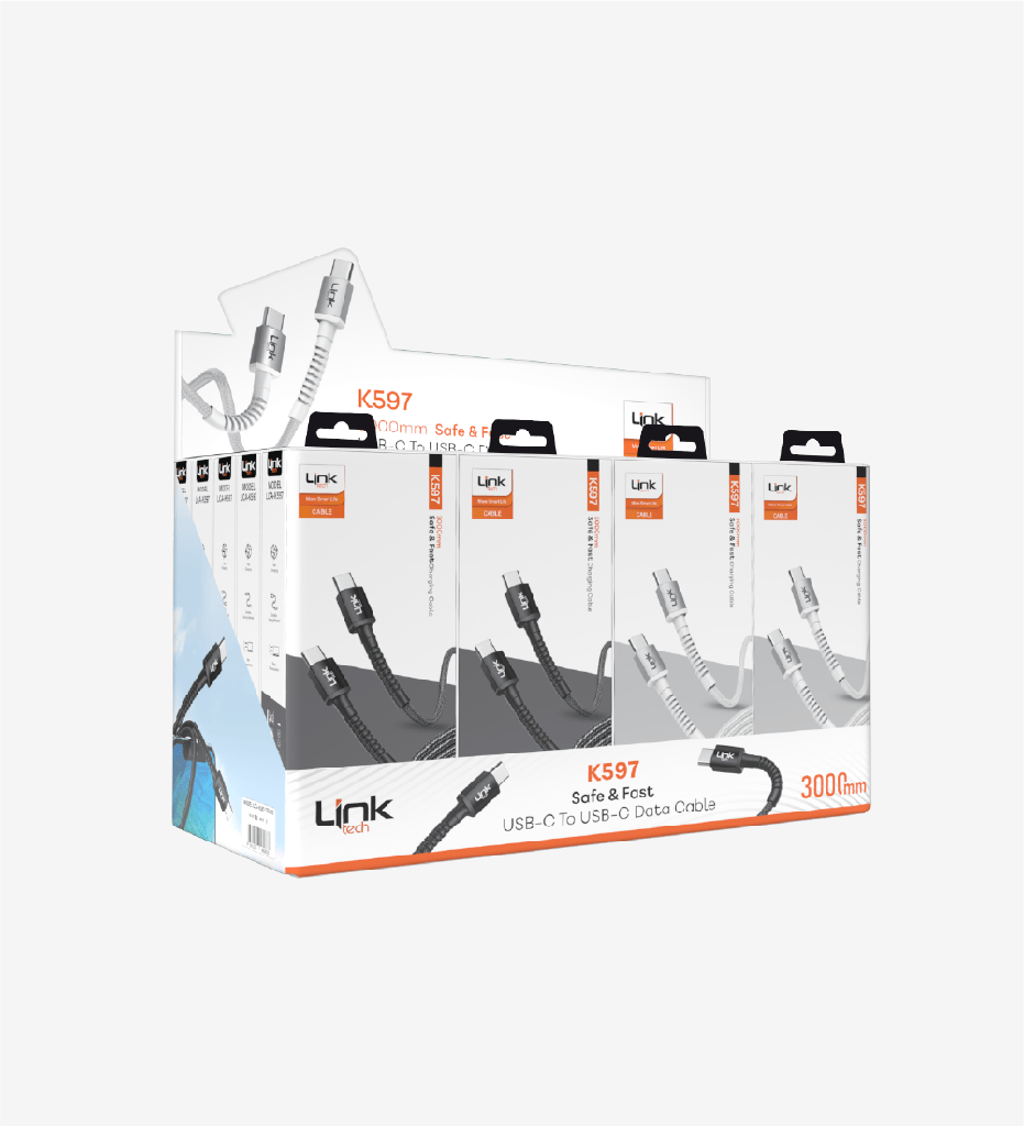 K597 Safe 3000mm PD 3A Braided Type-C Type-C Charging Cable with Metal Heads (20 Pieces)