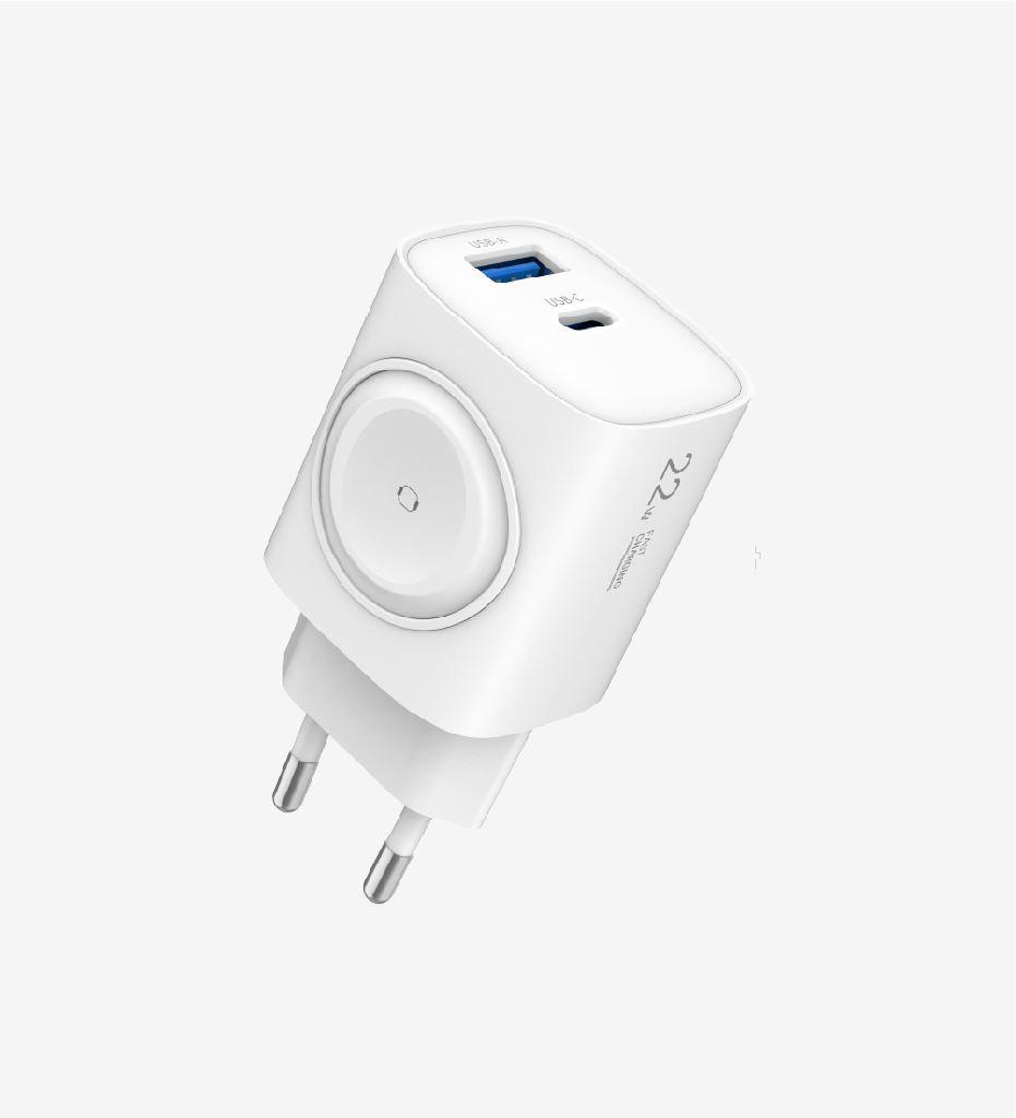 C320 Safe 22W Çift Portlu Hızlı Şarj Adaptörü + Akıllı Saat Şarj Desteği