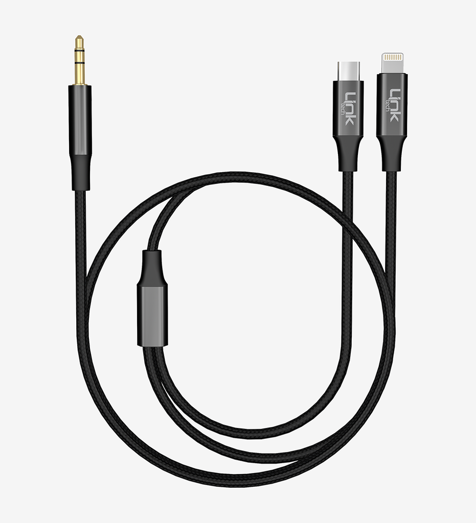 A204 2 in 1 AUX audio cable 3.5mm to Type C+ lightning Adapter