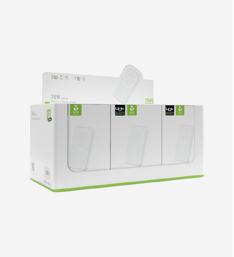 EP50 Strong ECO Friendly 5000 mAh 15W Wireless Power Bank (12 Pieces)