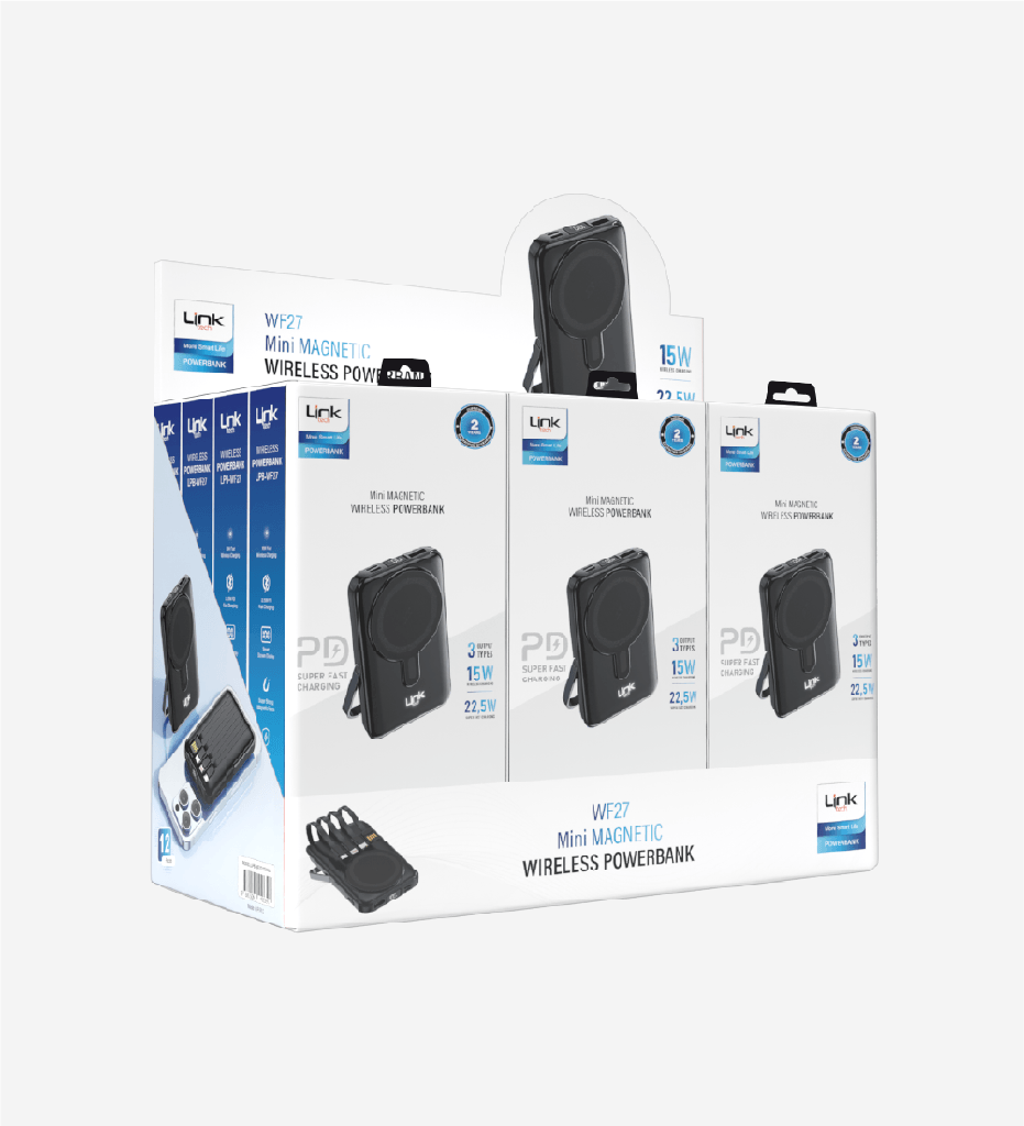 WF27 Strong 10000 mAh 15W Wireless Power Bank With 4 in 1 self cable  (12 Pieces)