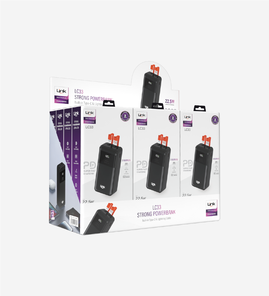 LC33 Strong 30000 mAh 22.5W FAST Power Bank (12 Pieces)