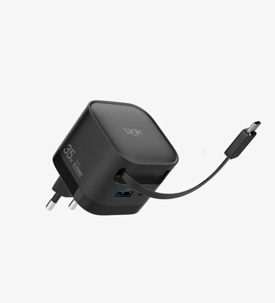G855 Premium 35W 2-Port Type-C Cable GaN Charging Adapter
