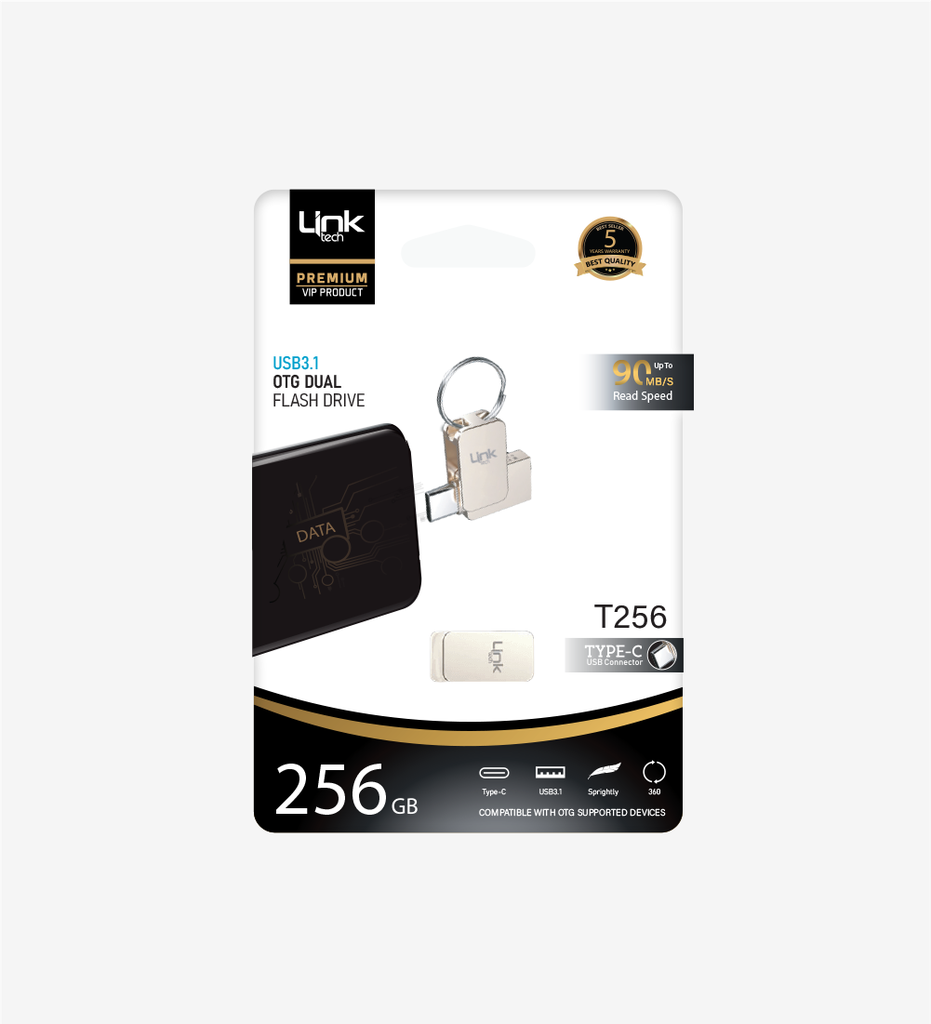 T256 Premium Dual 90mb/s 256GB Tip-C USB OTG Flash Bellek