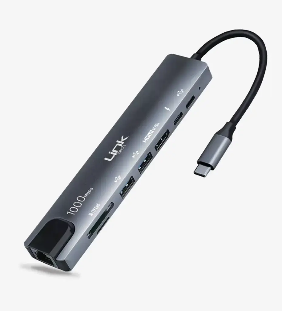 A205 Premium 8 in 1 RJ45, HDMI, Type-C Hub and Card Reader