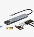A205 Premium 8 in 1 RJ45, HDMI, Type-C Hub and Card Reader