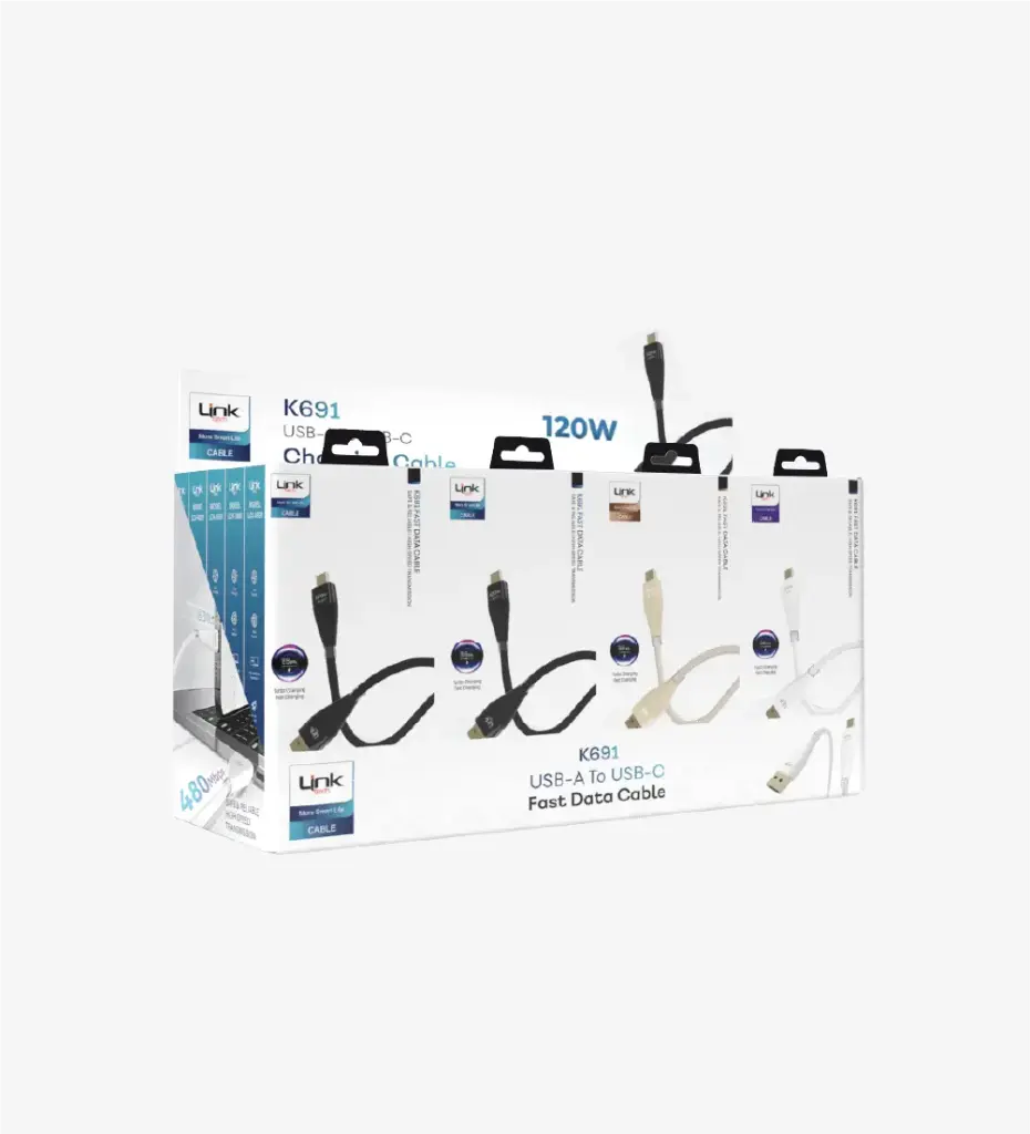 K691 Safe & Fast 1200mm 120W USB-A → Type-C Data Cable (20 Pieces)