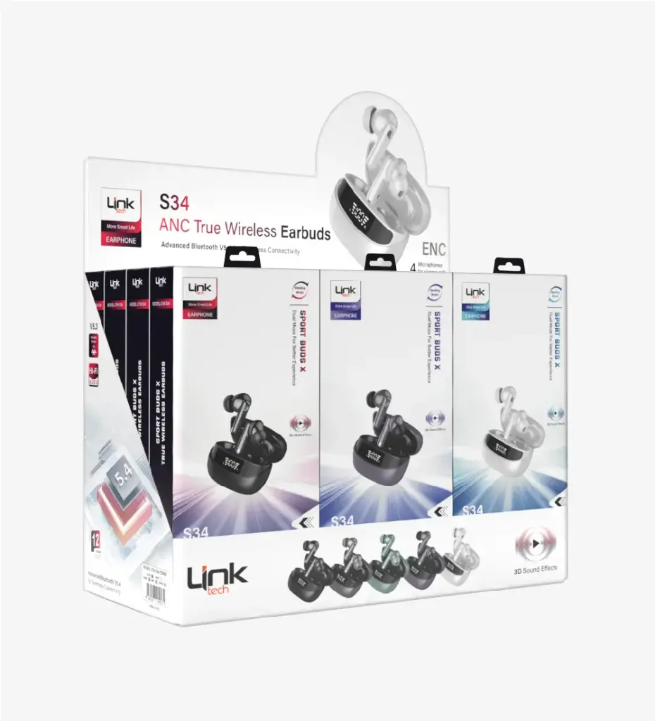 S34 ANC & ENC Gaming Bluetooth Earphone (12 Pieces)