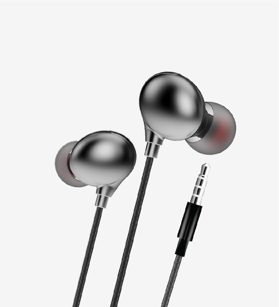 H25 Metal with Microphone Silicone Cable Earphone