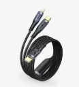 K674 2in1 Şeffaf 130cm 60W Tip-C → (Tip-C + Lightning) Data Kablosu
