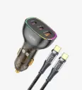 C508 Şeffaf 80W Çift PD (30+20W) & QC 30W Tip-C→Tip-C Kablolu Süper Hızlı Araç Şarj Cihazı