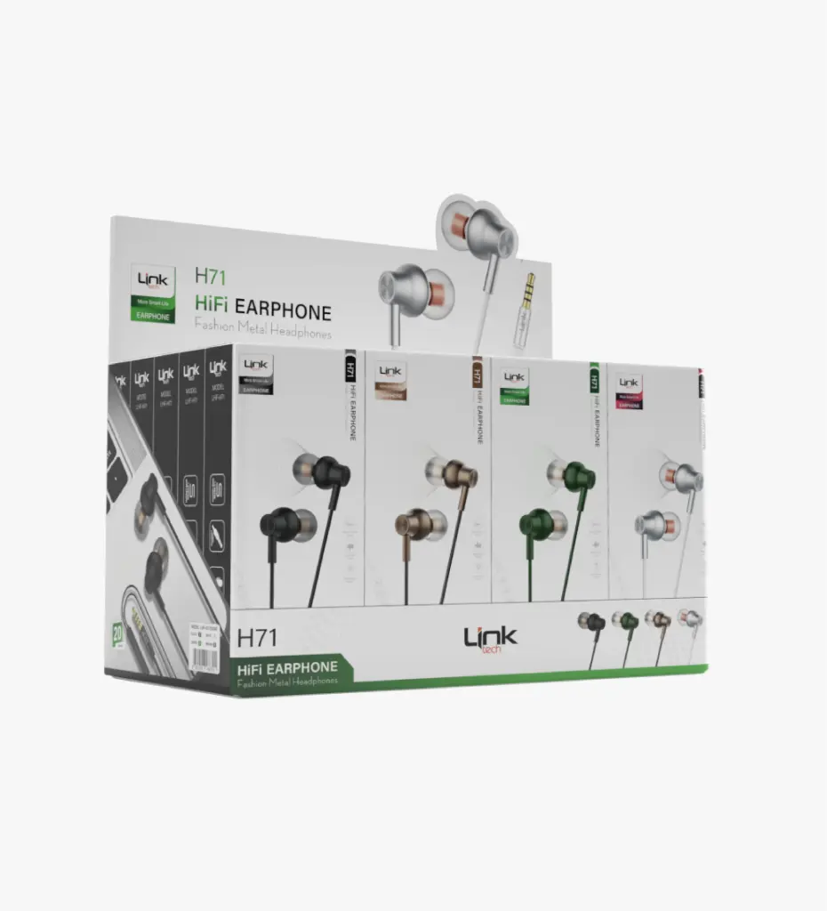 H71 Mikrofonlu Yüksek Baslı Metal Kulak İçi Kablolu Kulaklık 20'li Paket