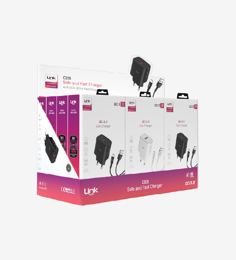 C305 Safe Micro USB Cable 18W Fast Charger 12 Pack