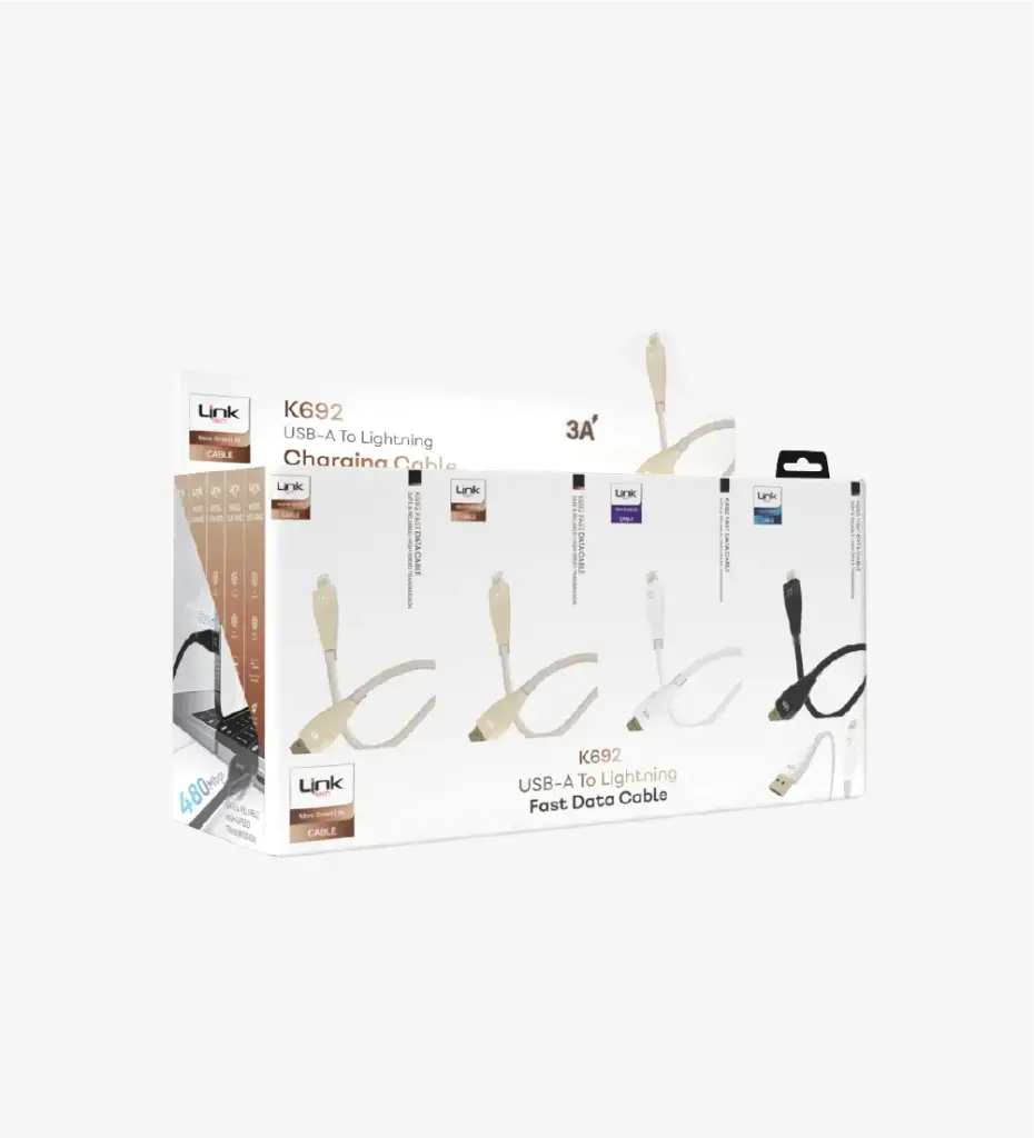 K692 Safe 1200mm USB-A → Lightning Şarj Kablosu 20'li Paket