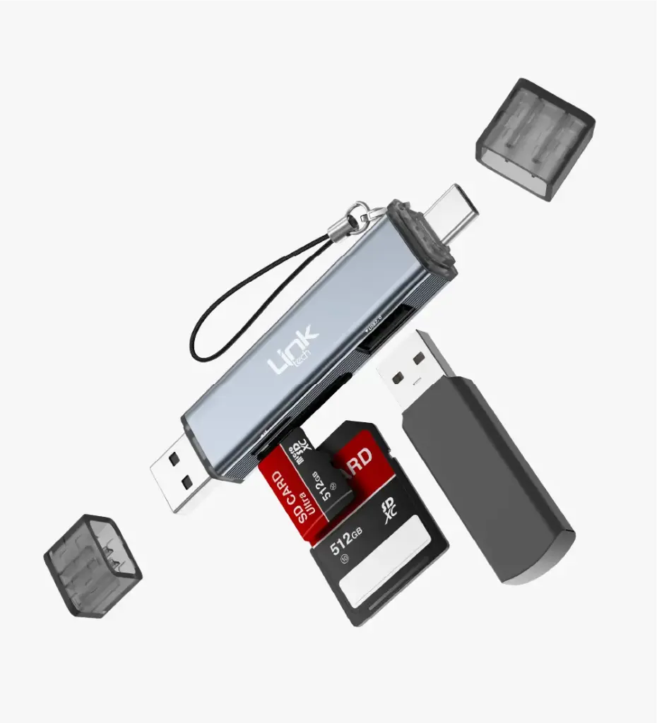 A208 USB-A / USB-C 3'ü 1 Arada SD Kart Okuyuculu OTG Flash Bellek