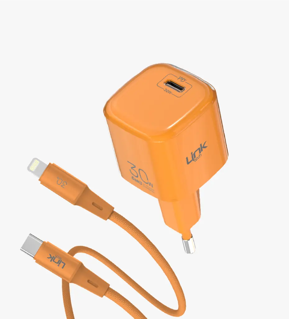 G824 Safe Type-C–Lightning Kablolu 30W GaN Hızlı Şarj Adaptörü